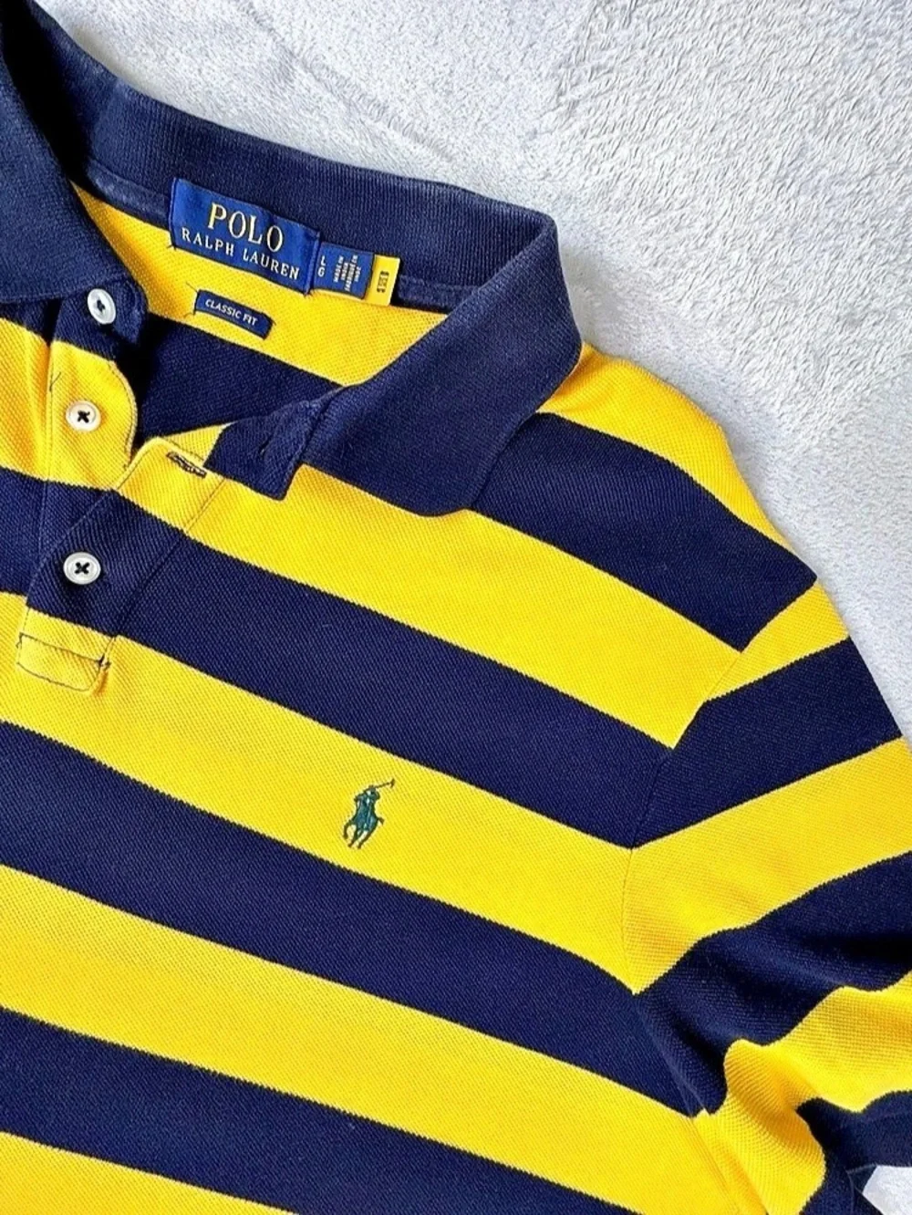 Polo Ralph Lauren Classic Fit Polo Yellow & Blue stripe Large